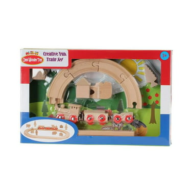 Wooden 80 Pcs Busy City & Train Set Railway Track Toy Brio Bigjigs Compatible for sale online